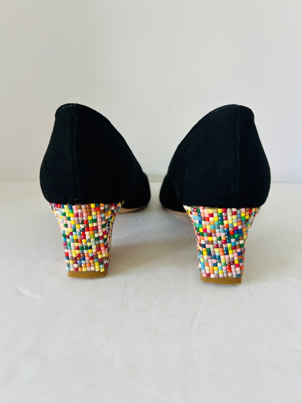 Diane B Milano Black Suede Pumps Beaded Low Heels Pointed Toe EU35 Size US 5 - Picture 5 of 12